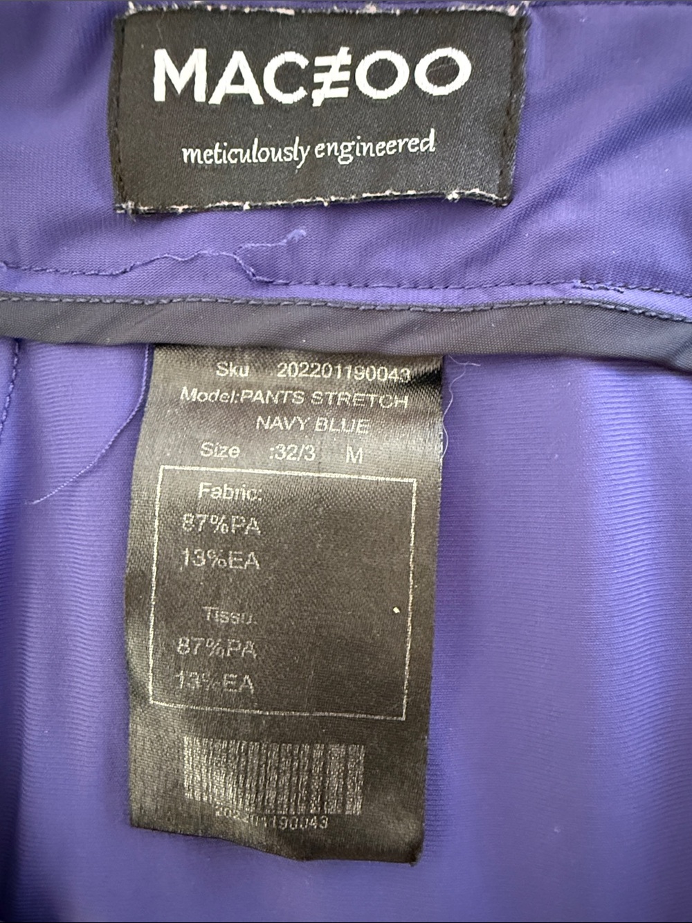 Maceoo navy blue 32/3 medium
